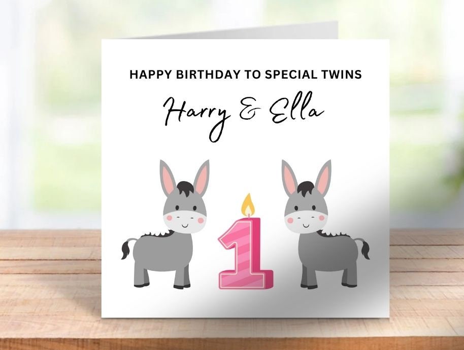 TWINS Birthday Card Personalised Twins Granddaughter Grandson Daughter Son Niece Nephew ANY AGE 1st 2nd 3rd 4th 5th Twins Birthday Card 6x6