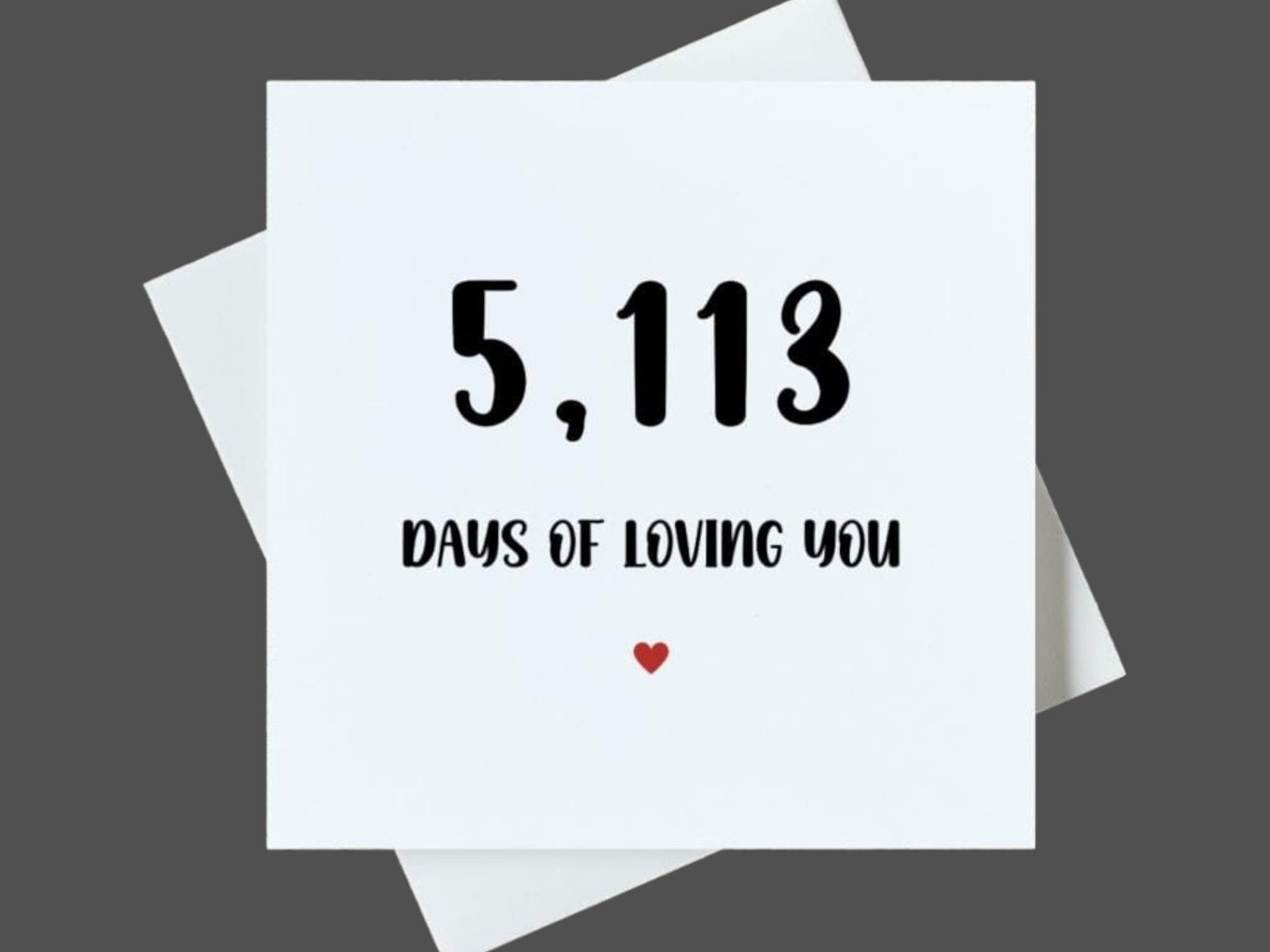 5113 days of loving you happy 2nd anniversary card | personalised printed with message | romantic card for girlfriend boyfriend husband 6x6
