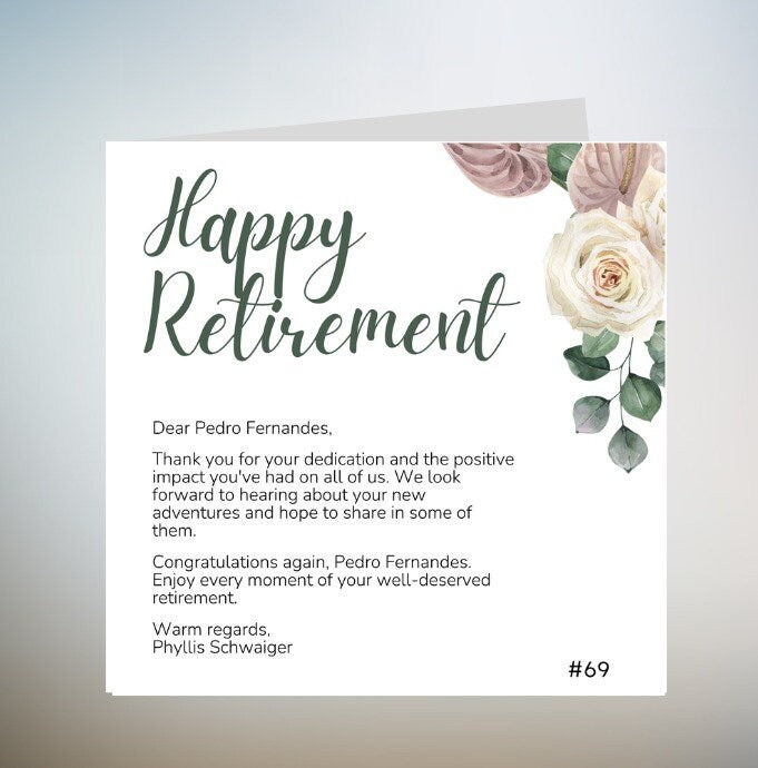 Happy Retirement Card, Best of Luck On Your Retirement Card, Personalised Good Luck On Your Retirement Card, Encouragement Card 6x6