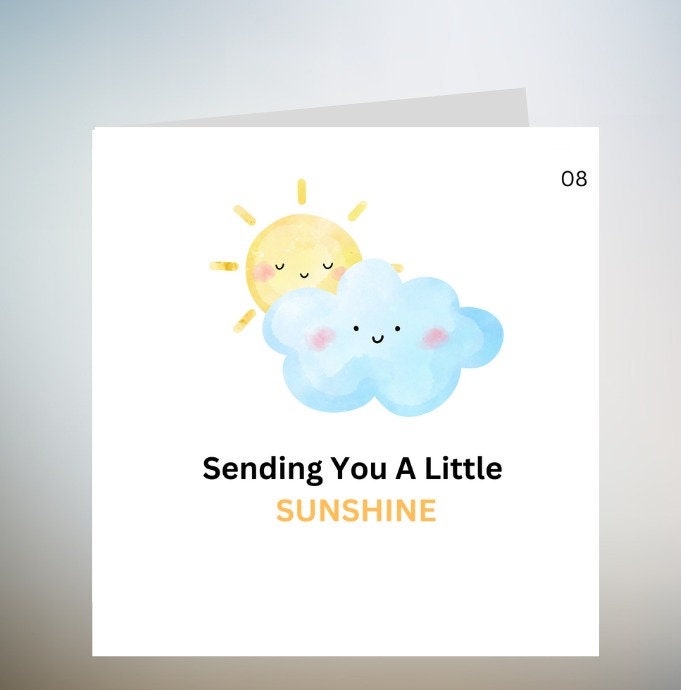 Sending You Sunshine Card, Hug Card, Thinking of You Card, Cheering Up Card For Best Friend, Cute Long Distance Card For Bestie 6x6