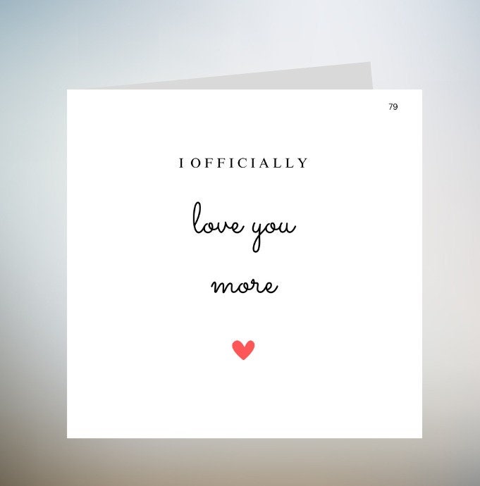 Officially Love You More Valentines Day Card, Cute Funny Anniversary Card For Him, Love Heart Valentine Card For Boyfriend, Girlfriend 6x6