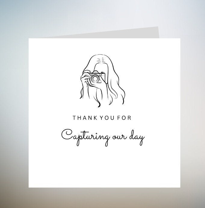 Thankyou Photographer Card, Thank You For Capturing Our Day, Card For Wedding Photographer, Wedding Videographer Thank You Card 6x6