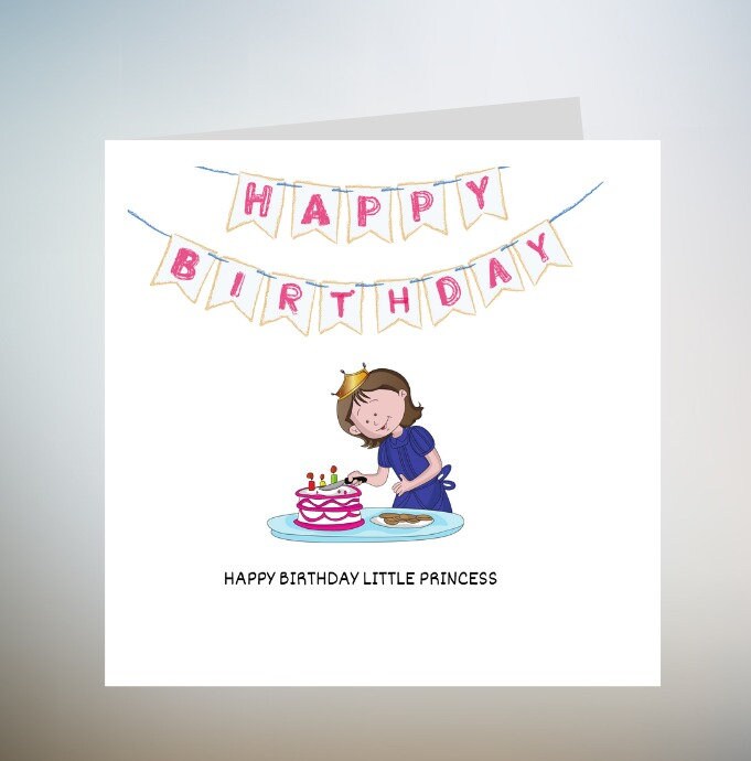 personalised happy birthday card for little princess card 6x6