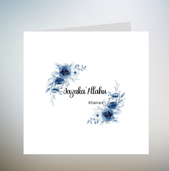 Jazakallah Card, Personalised Muslim Thank You Card, Jazakallah Card, Jazakallah Khair, Jazaka'Allah, Muslim Gift, 6x6