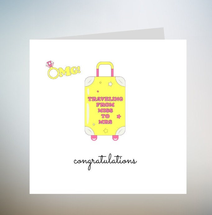 travelling from mr to mrs card | Congratulations On Your Engagement card | Personalised Engaged Card For Couple | Newly Engaged 6x6