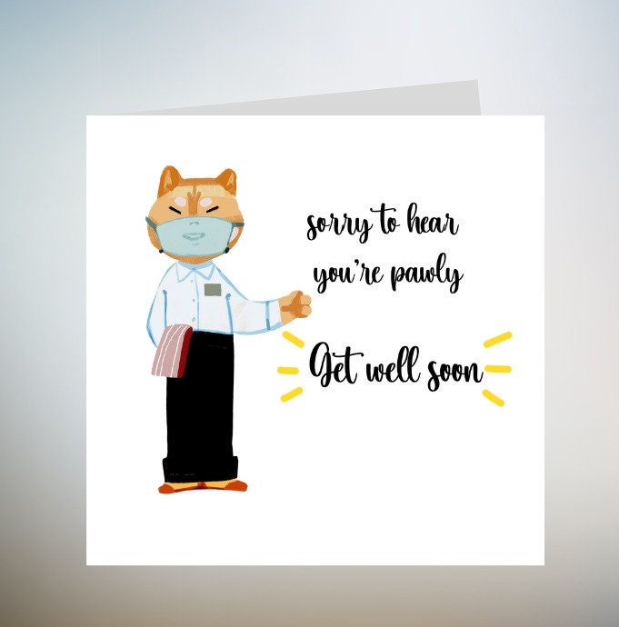 Pet Get Well Soon Card With Personalisation, Dog Get Well Soon Card, Wishing Your Cat A Speedy Recovery Card, Pet Get Well Soon Card 6x6