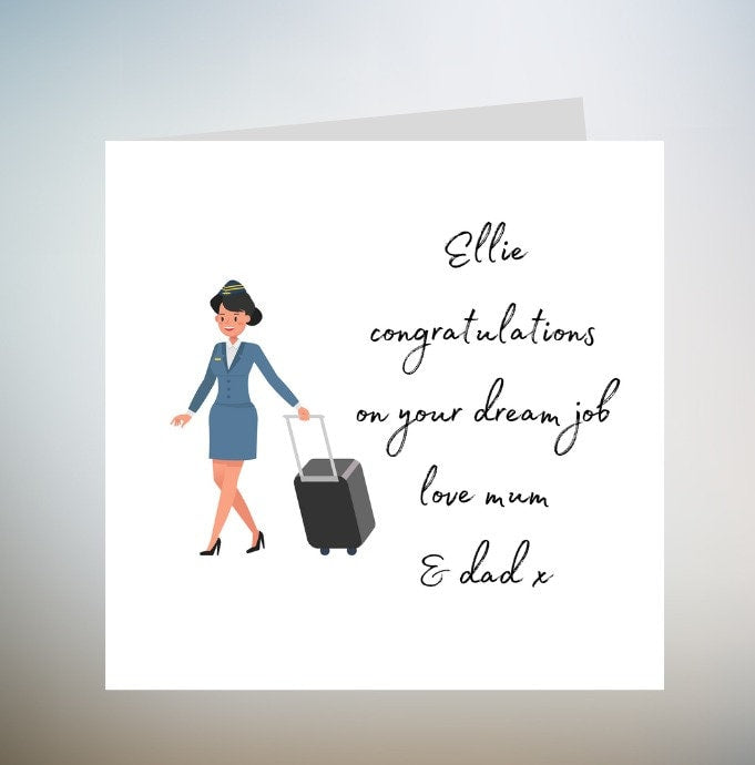 Flight Attendant, Air Hostess, Card for Flight Attendant, Card for Air Hostess, Card for her, Cabin Crew, Air Steward, Purser, Birthday 6x6