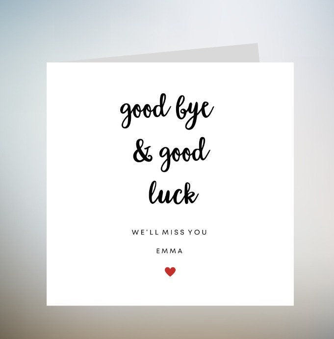 Goodbye and Good Luck On Your New Job Card, We'll Miss You Card, Personalised Good Luck On Your New Job Card, New Job Card 6x6