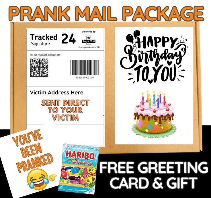 Prank Mail Package Happy Birthday PackSent Directly to Victim by Post - Adult Joke Parcel Birthday Postal Gift Funny Gag Embarrasing Humour