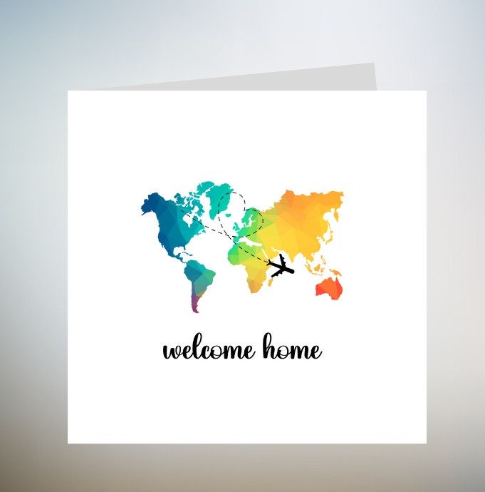 Personalised Welcome Home Card | Gap Year Card | Travelling Card | Card for Coming Back Home 6x6