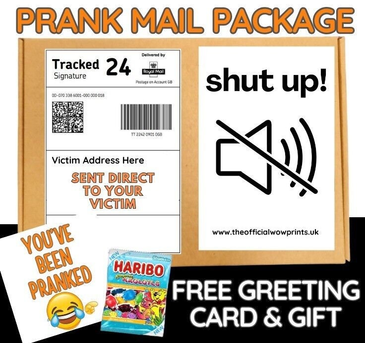 Prank Funny Post shu t up! Adult Joke free sweets card shock
