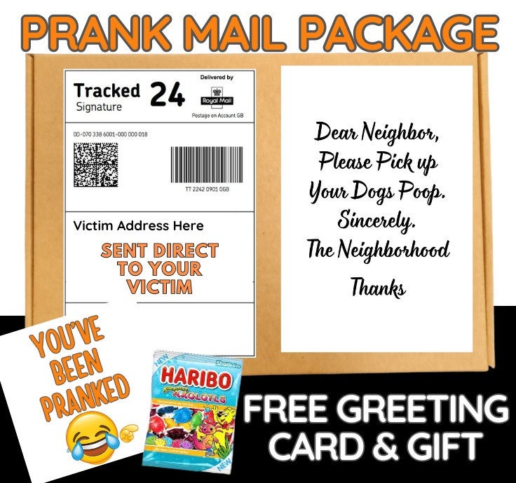 Prank Mail Package Dog Poop Pickup Sent Directly to Victim by Post - Adult Joke Parcel Birthday Postal Gift Funny Gag Embarrasing Humour