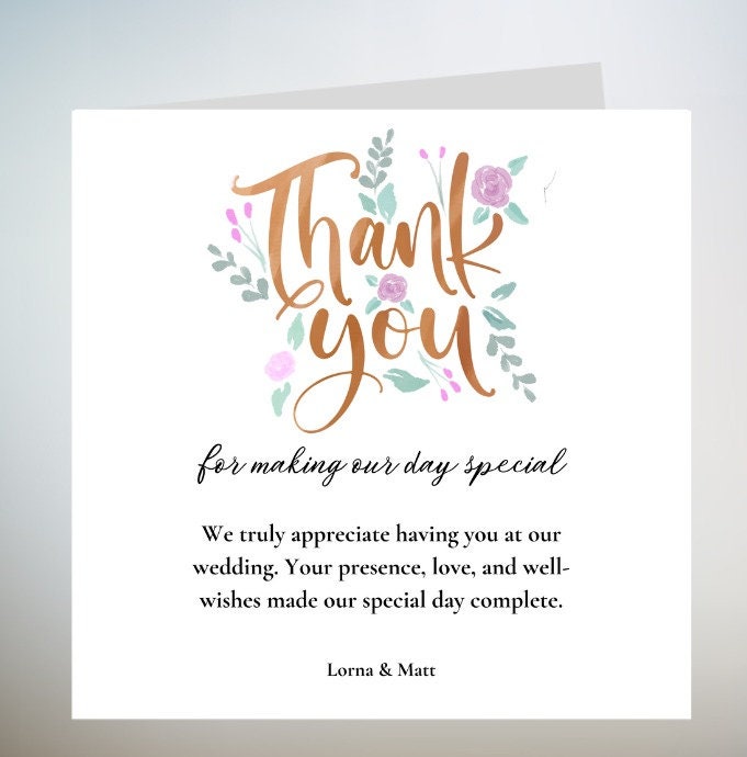 Thank You for all Your Support Card. Appreciation Card. Thank You Carers Card 6x6