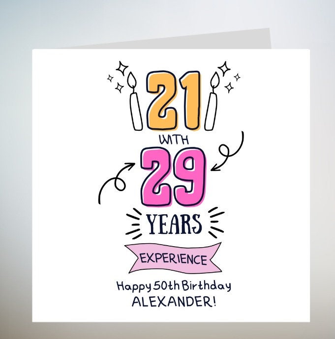 Personalised Funny 50th Birthday Card | 50 and Fabulous Birthday Card For Her 50th Birthday Card For Friend |Fabulous 50 |Fiftieth Card| 6x6