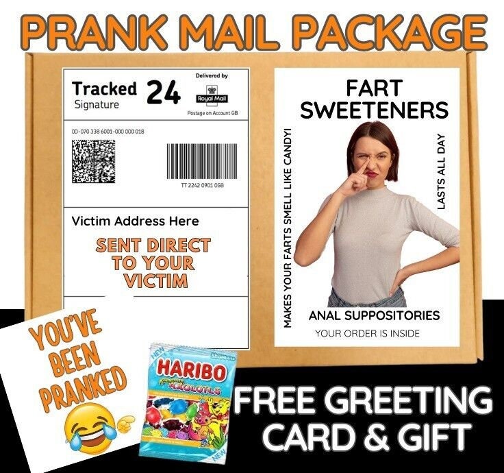 Prank Funny Post Fart Sweetners Adult Joke Birthday free sweets card shock