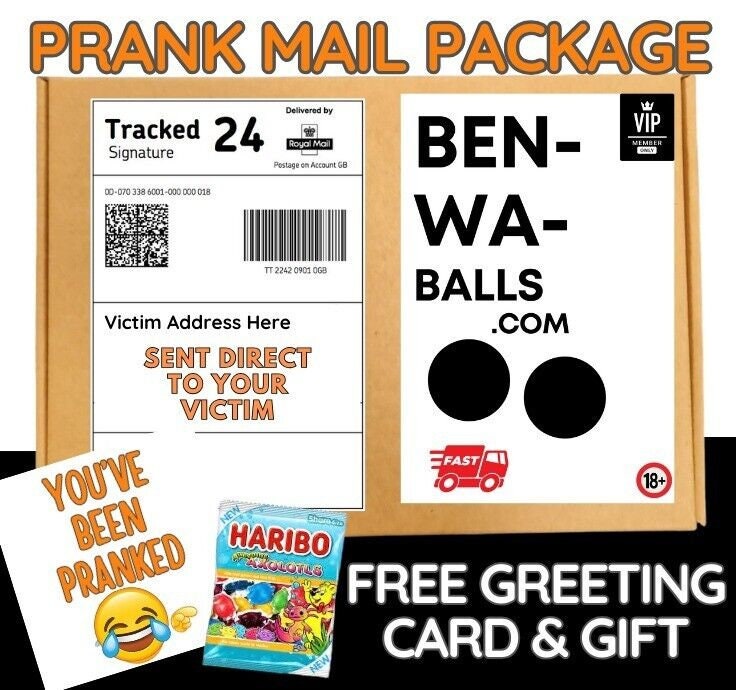 Prank Funny BEN-WA- BALLs.COM Adult Joke Birthday free sweets card shock