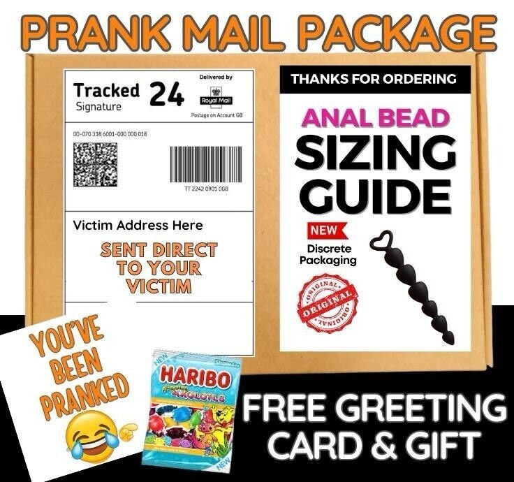 Prank Funny ANA L BEaD SIZING GUIDE Adult Joke Birthday free sweets card shock