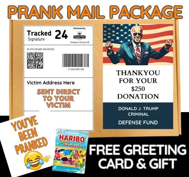 Prank Funny Thank YOU FOR YOUR DOnATION Joke free sweets card shock.