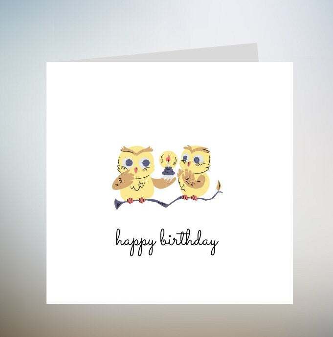 Happy Owl Birthday Card | Blank Inside | Cute Wild Baby Bird Colourful Rainbow Splashes | Greetings for Him/Her/Kids | Party Zoo Animals 6x6