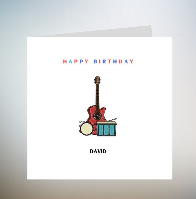 Personalised Guitar Birthday Card - Guitar Birthday Card For Son - Guitarist Grandson Birthday Card - Personalised Music Birthday Card 6x6