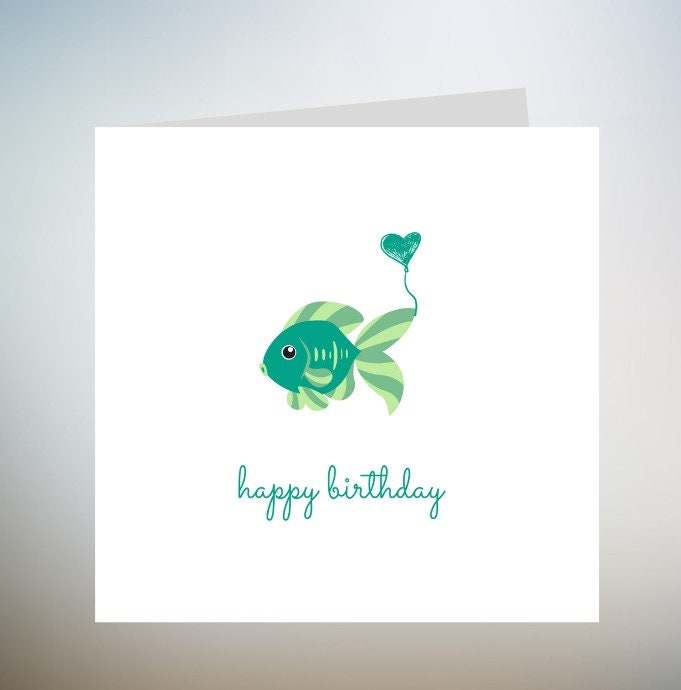 Birthday Fishes Card, Fish Birthday Card, Birthday Cards, Fish Card, Fish Lovers Card, Funny Cards 6x6