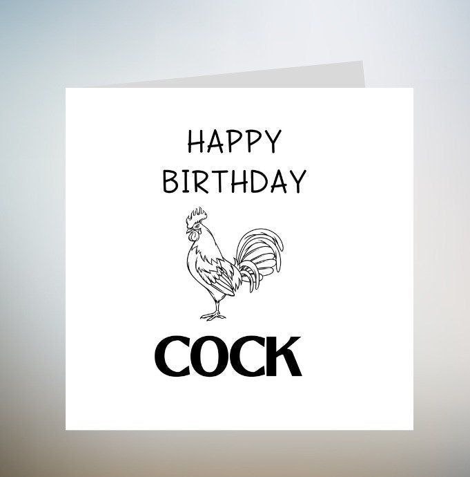 Rooster Birthday card, pun Birthday Card, Illustrated Greeting Card 6x6