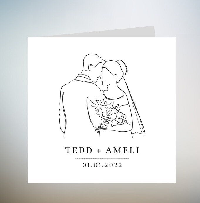 Personalised Wedding Initial Card, Personalised Just Married Wedding Card, Wedding Car Card, Newlyweds, Congratulations Wedding Day Card 6x6