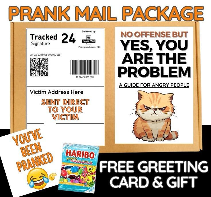 Prank Mail Package Adult joke,YES YOU ARE the problem,A guide for angry people, Sent directly to the victim