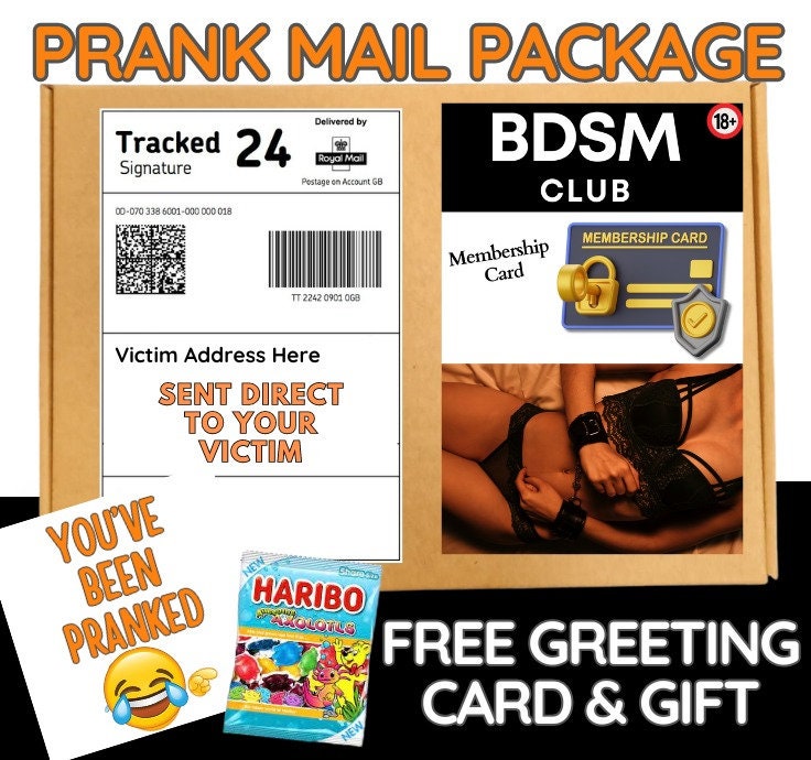 Prank Mail Package -BDSM club membership card,you have to SEDUCE ME ,sent directly to Victim by Post - Postal Gift Funny Gag Embarrassing
