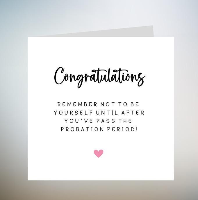 New Job Card, Probation Period, Funny New Job Card, Congratulations Card, New Job Card For Him, Funny Leaving Card, New Job Card 6x6