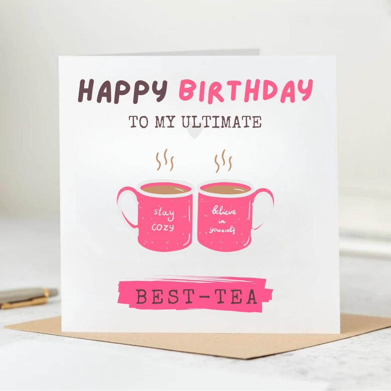 Best Friend Birthday Card, Best Friend Card, Birthday Card For Best Friend, Birthday Best Tea Card,Happy Birthday Bestie, Best Friend  6x6