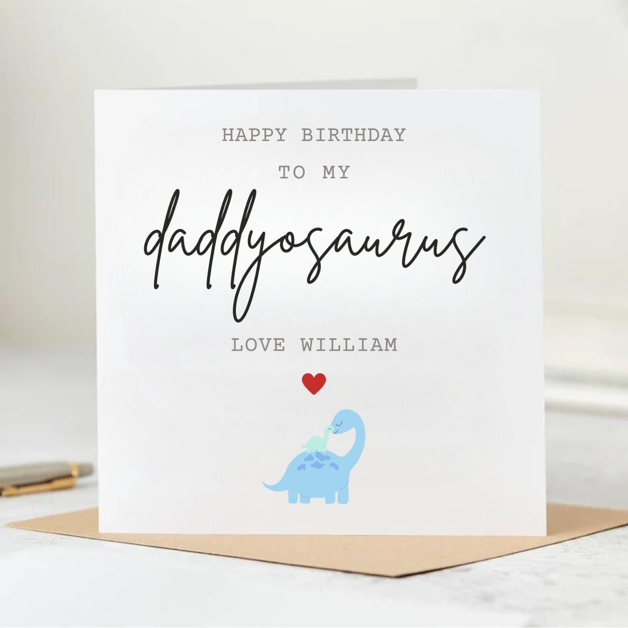 Personalised Dinosaur Birthday Card - Any Age - Age relationship - Son Daughter Grandson Granddaughter Nephew Niece Friend - 6x6