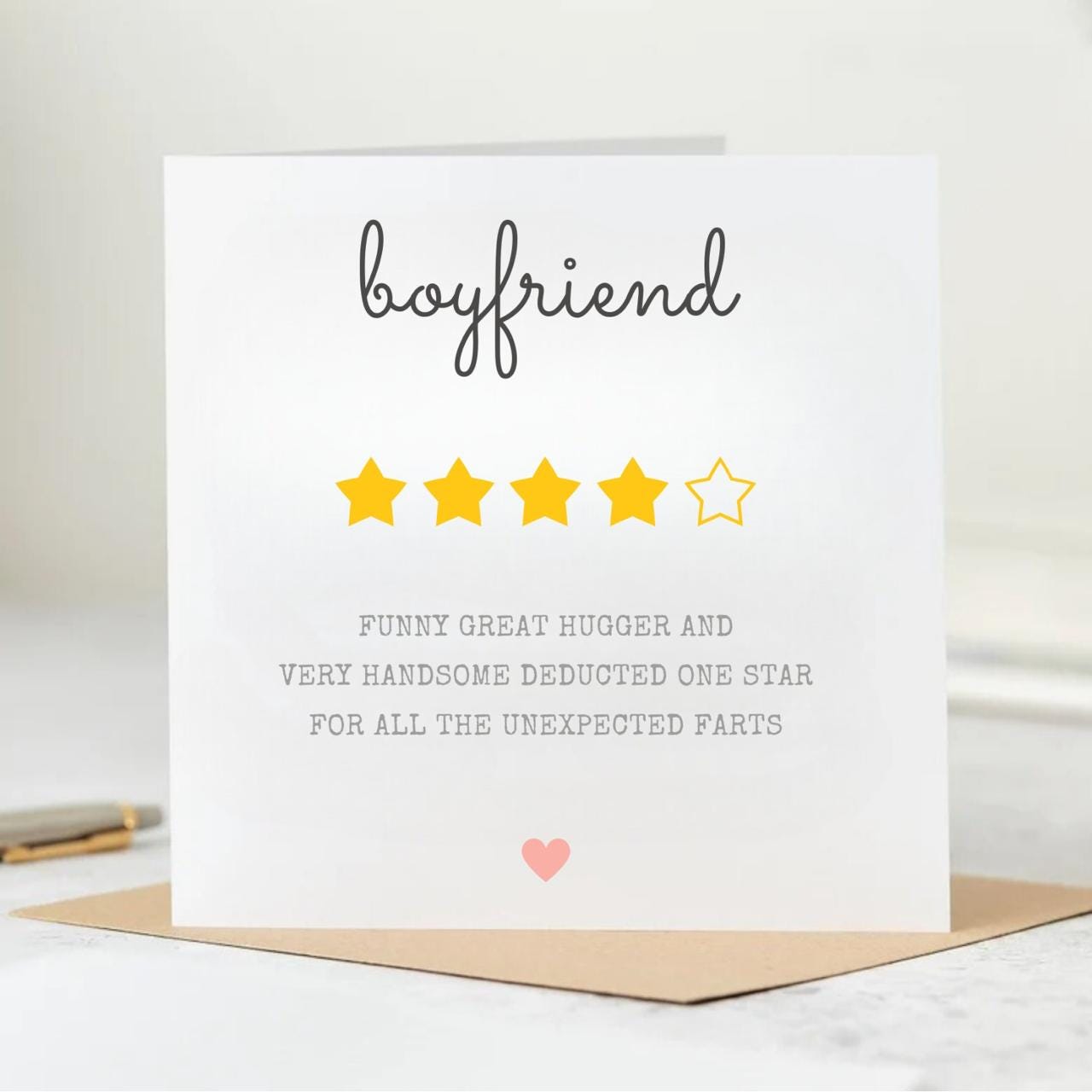 Boyfriend 4 Star Birthday Card - Boyfriend Rating - Birthday Card For Him - Star Rating - 6x6