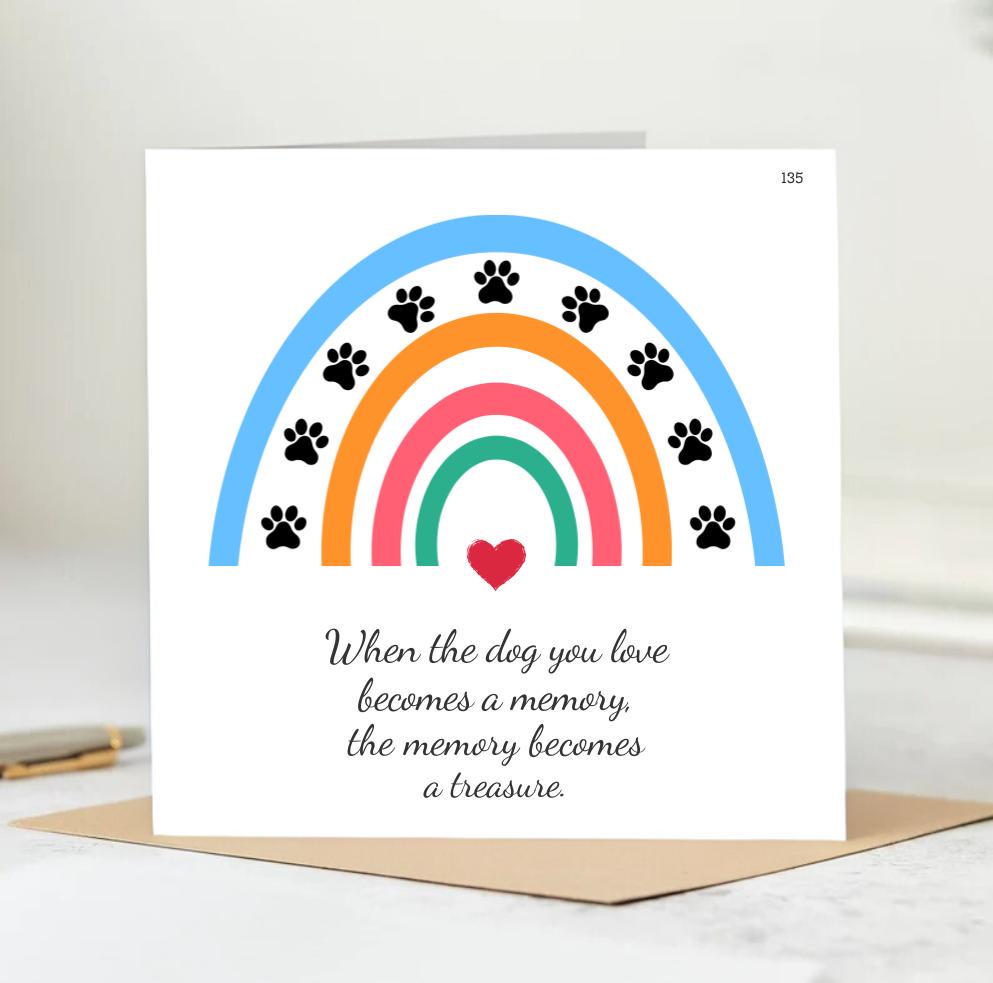 With sympathy for the loss of your Dog card - Dog loss sympathy card - personalised pet loss card 6x6