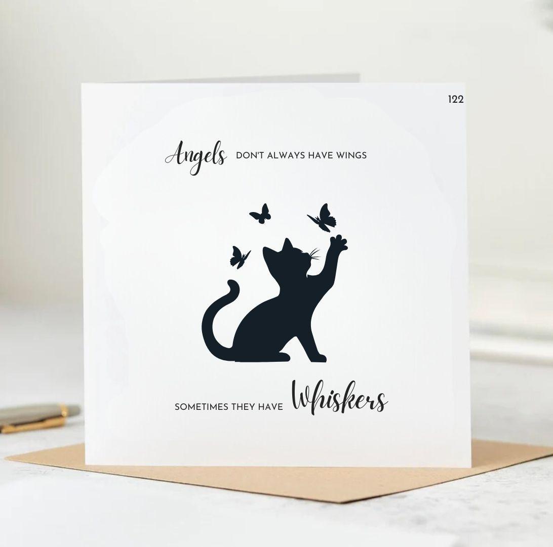 With sympathy for the loss of your cat card - cat loss sympathy card - personalised pet loss card 6x6