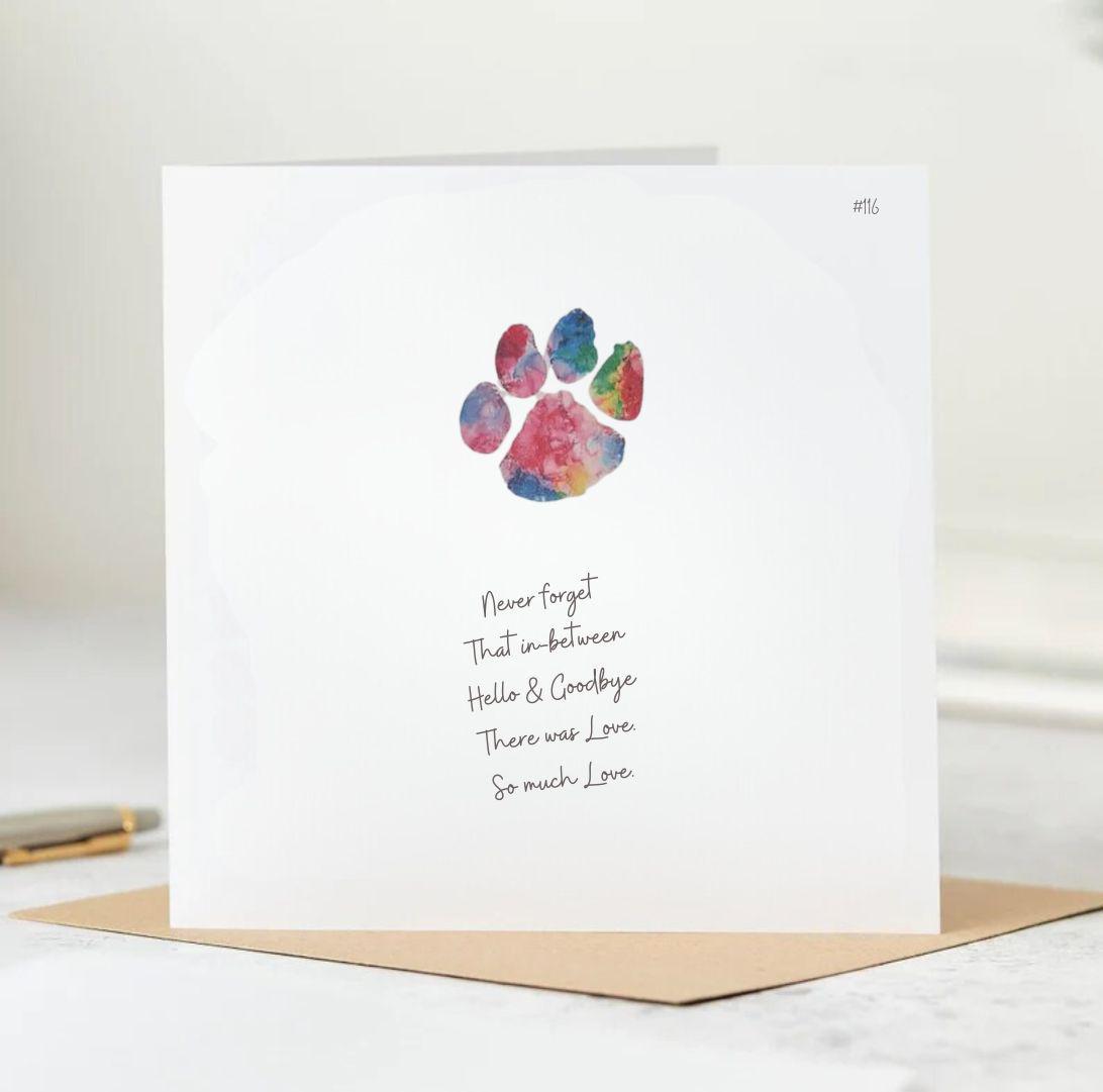 personalised paw print card | card | Dog card | pet sympathy card | dog sympathy card | personalised dog card 6x6