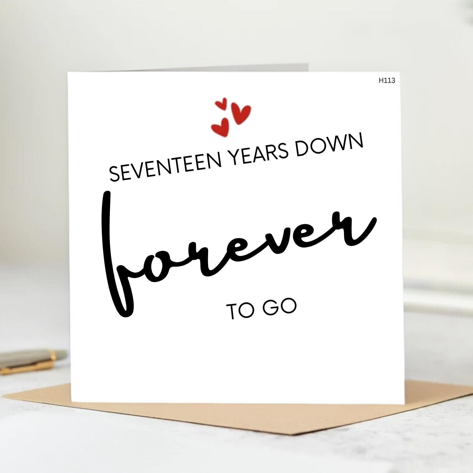 17 Years Of Loving You, Valentine's Day Card, Seventeen Years Together, Personalised Card 6x6