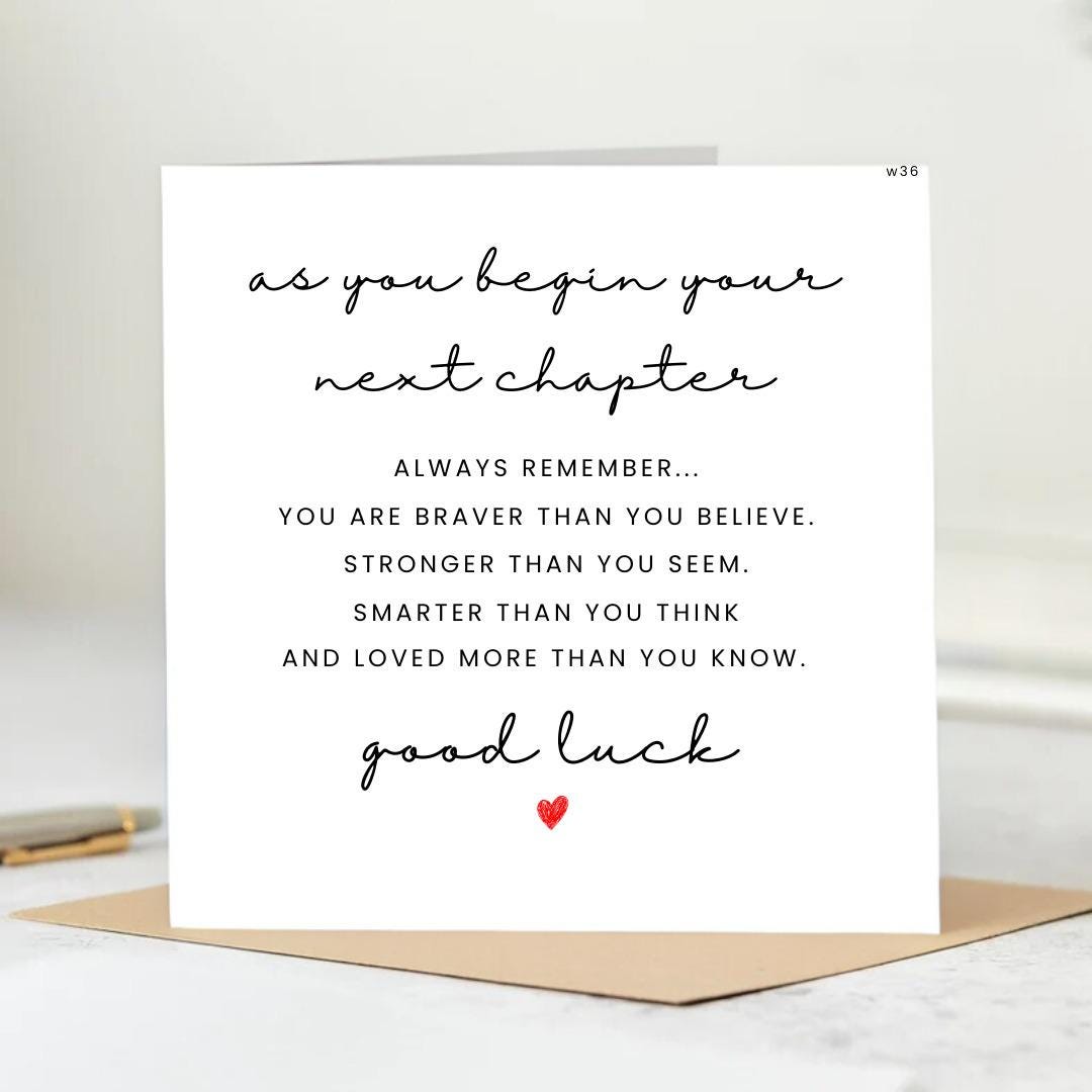 Personalised New Chapter Good Luck, Best Of Luck Card, New Job Good Luck Card 6x6