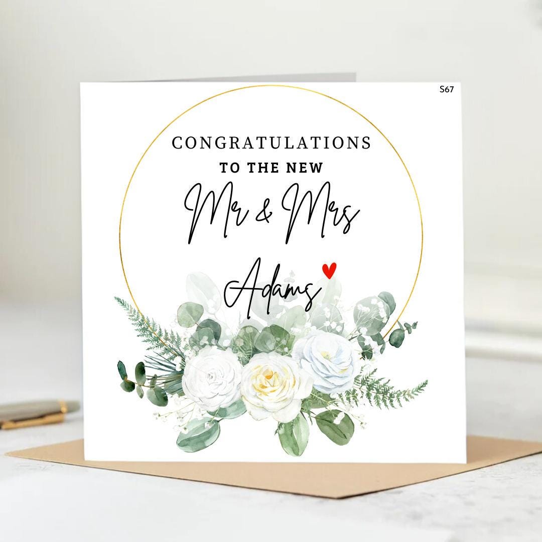 Personalised Wedding Card, Personalised Mr and Mrs Card, Mr and Mr, Mrs & Mrs, Wedding Card, 6x6