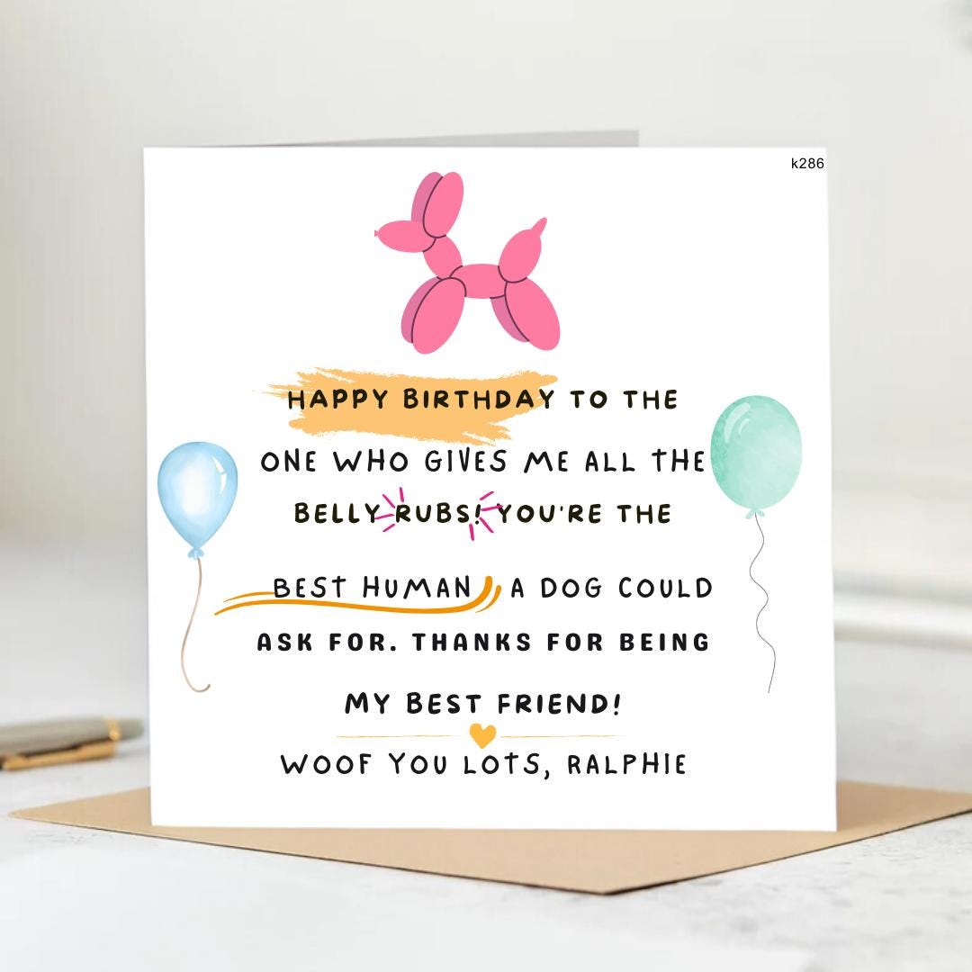 I Woof You Lots Card | Thank You From The Dog | Birthday Card From The Dog | Pet Owner Thank You Card | Thank You For Looking After Me 6x6