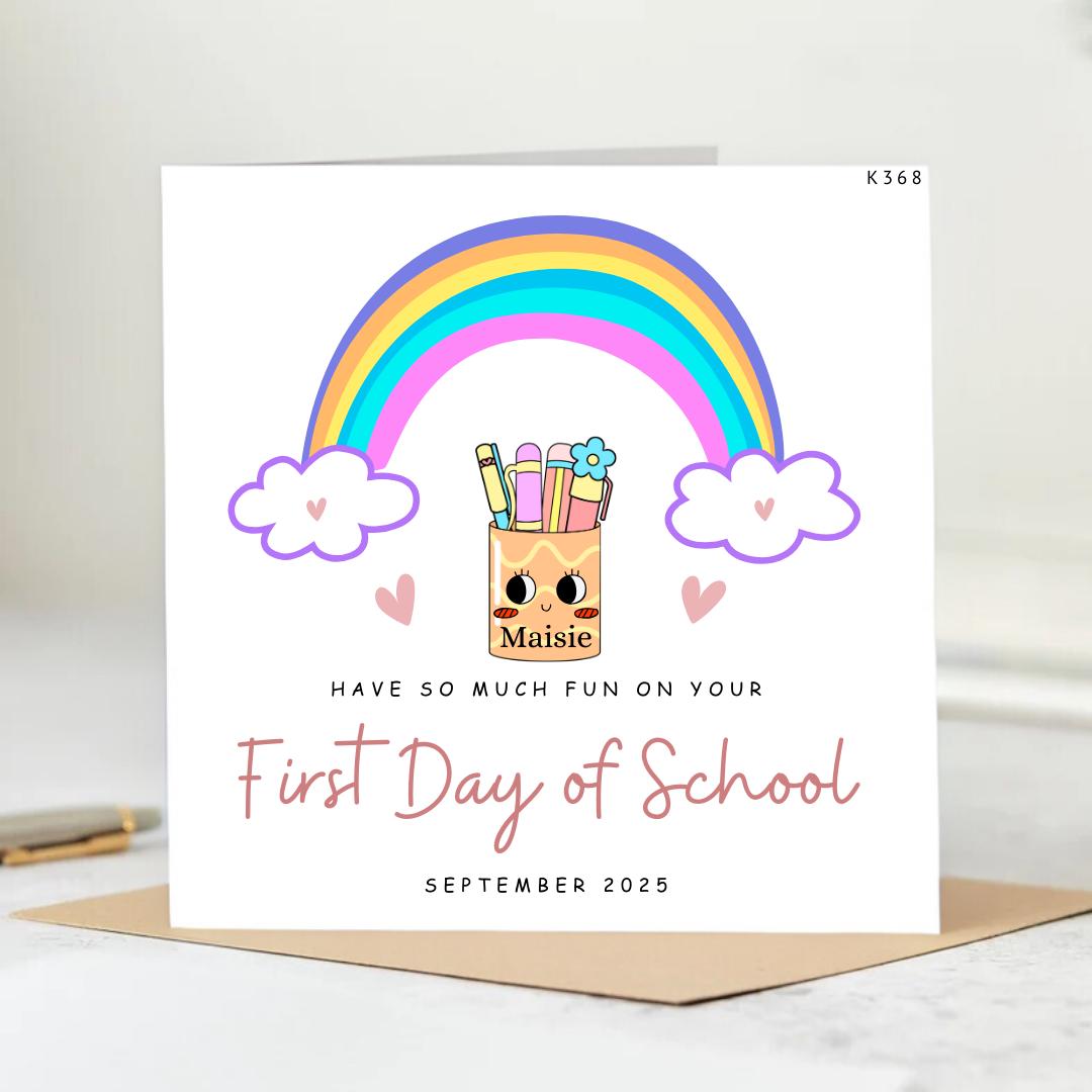 Good Luck First Day Of School Card, Personalised First Day Of School Gift, Happy 1st Day Of School, Back To School Good Luck, Nursery 6x6