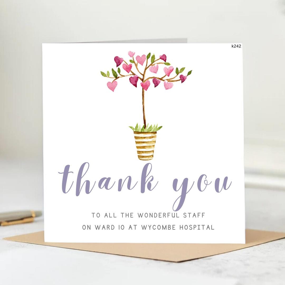 Personalised Thank You Hospital Ward Card, Truly Marvellous Human Beings, Doctors Nurses, Patient Card 6x6