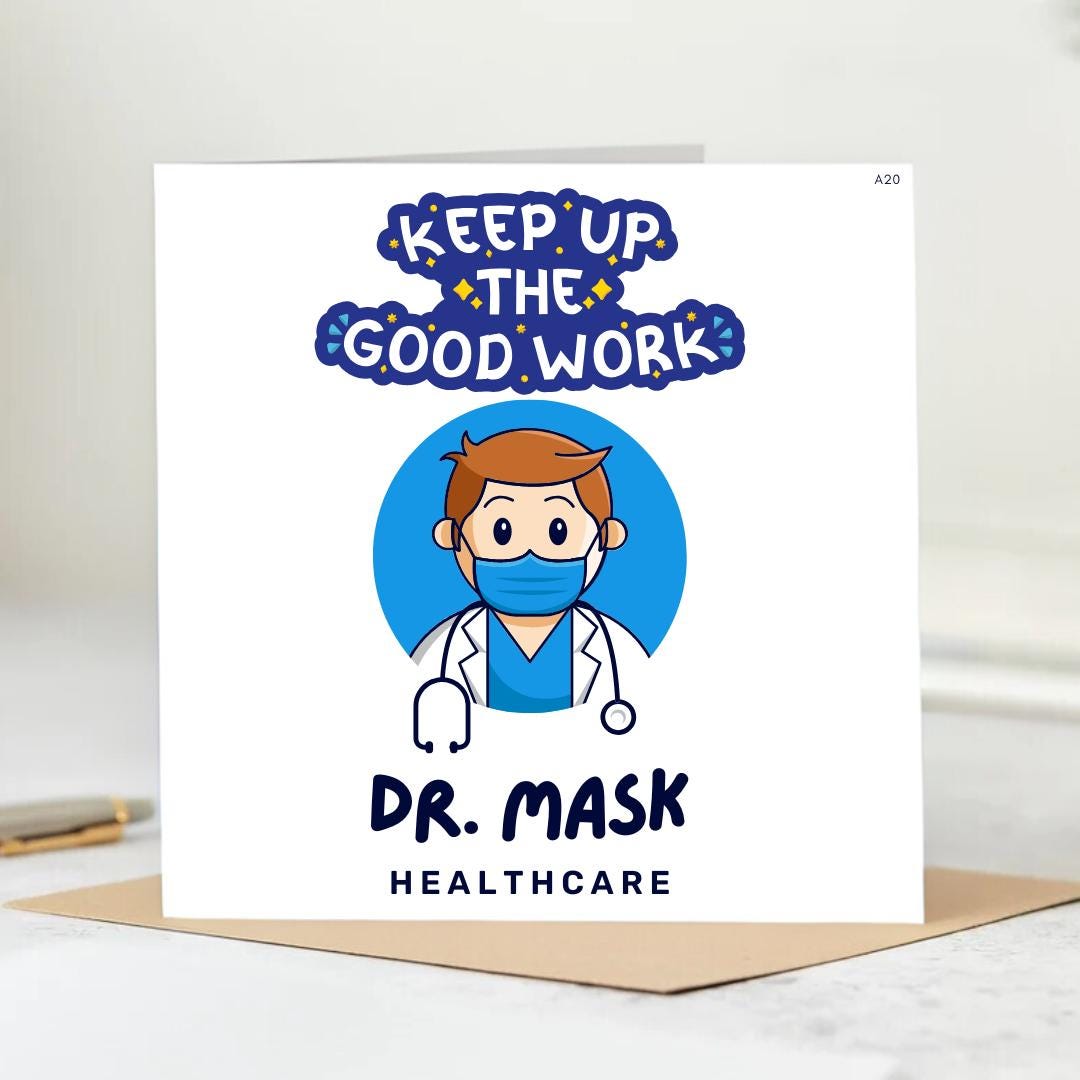 Personalized card for Doctor, Dedicated to Healing, Thank You, Healthcare Heroes ,Heroes Wear Scrubs And Smiles Under Masks. 6x6