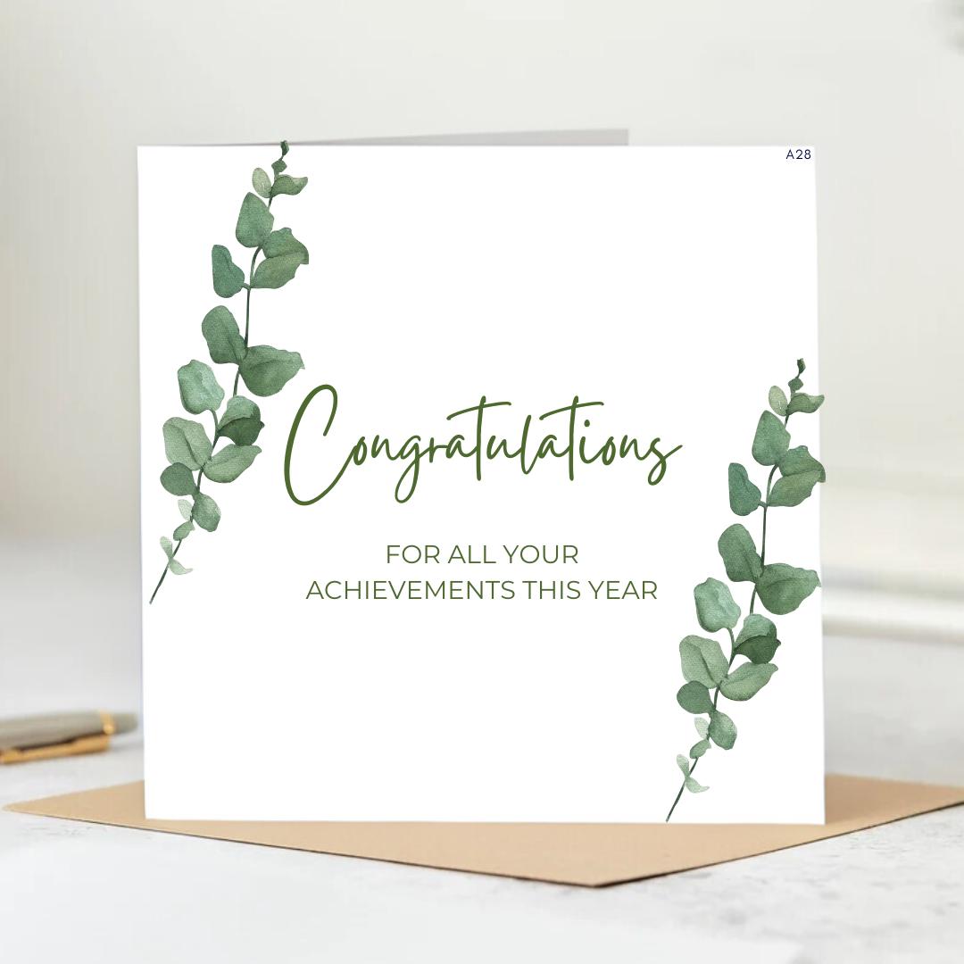 Personalized Congratulations Card for Achievements Minimalist Eucalyptus Design-6x6