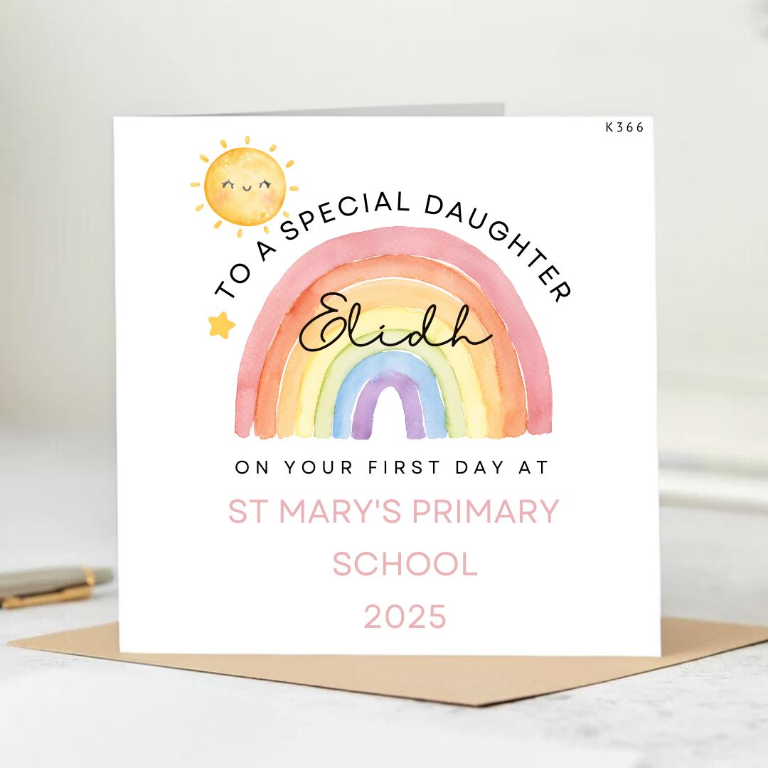 Personalised First Day Of School Card For Daughter, Good Luck First Day Of School Card, Happy 1st Day Of School Daughter, Back To School 6x6