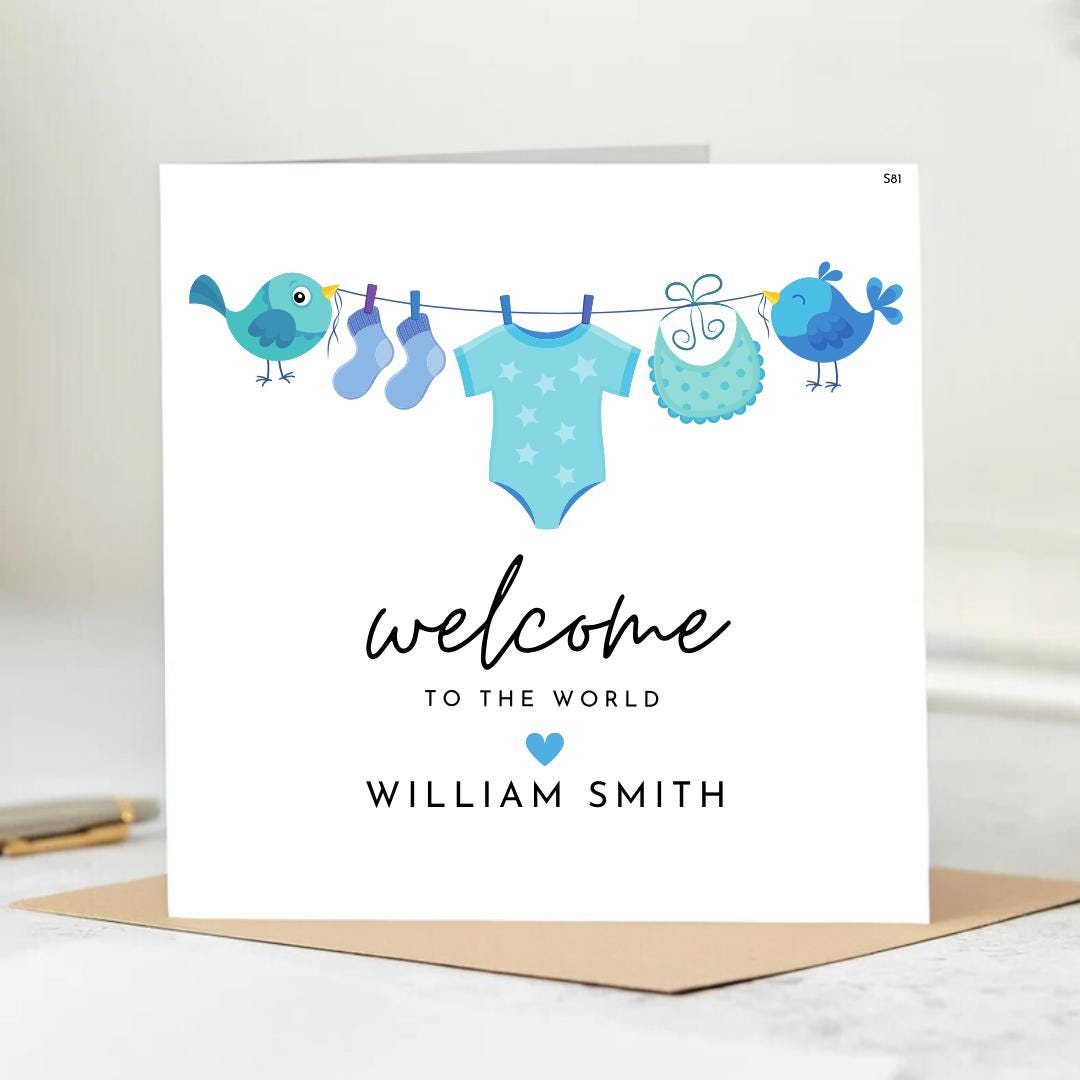 Personalized card, A Beautiful Beginning for Baby William, Welcome to Team No Sleep, Baby William! 6x6