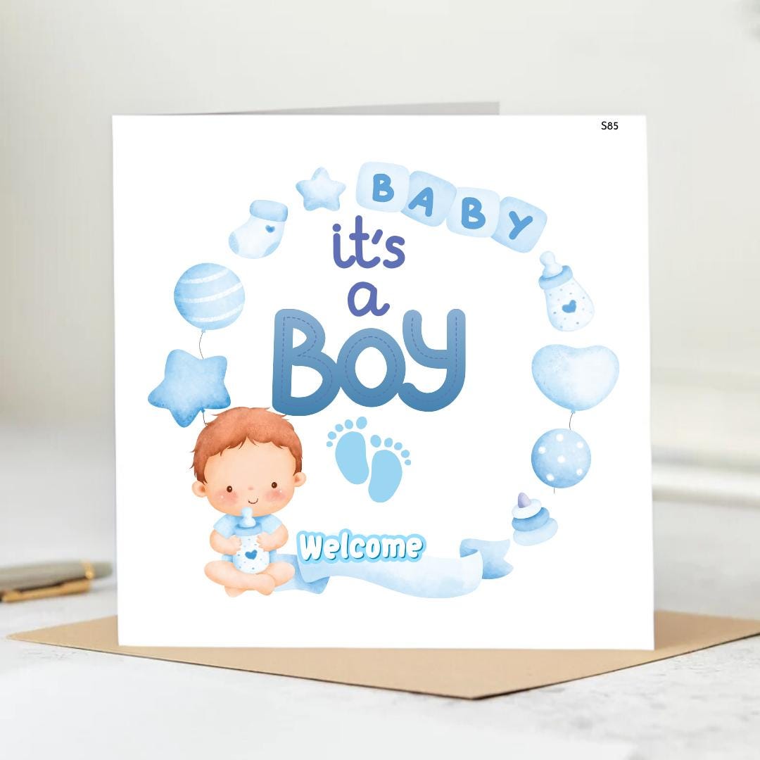 It's A Boy | New Baby CarPersonalized card ,A Little King Born to Brighten the World, Celebrate His First Moments With This Adorable Welcome