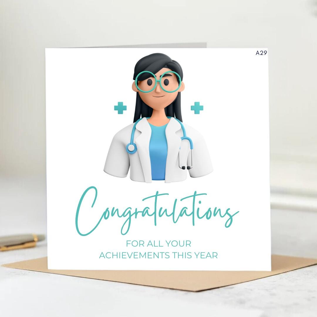 Personalized Congratulations Healthcare Card Medical Achievements Gift, Congratulations Medical Card Cheers to Your Achievements. 6x6