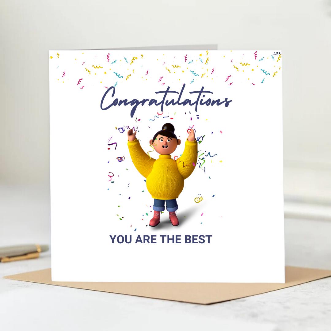 Congratulations You Are the Best Card Celebration Greeting for Winners. You're The Best Ever. 6x6