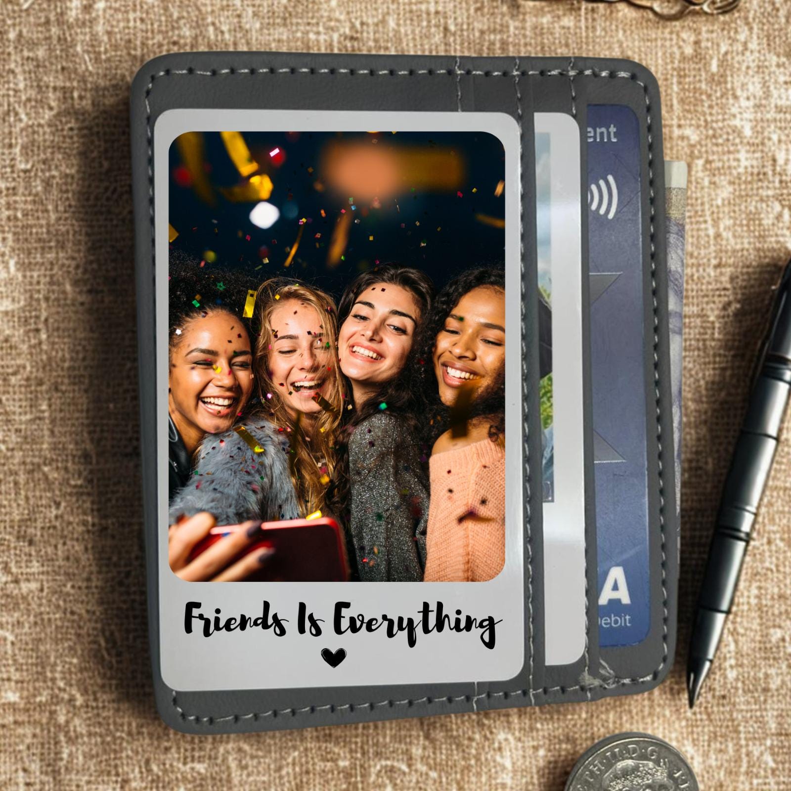 Personalized Photo Wallet Card: Polaroid Style PVC Keepsake Gift